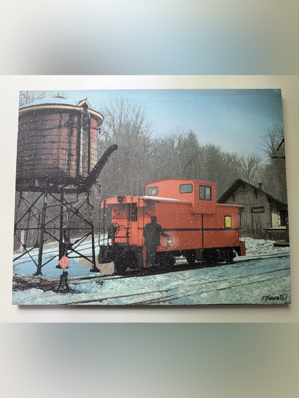 Red Caboose Winter Wall Art Print